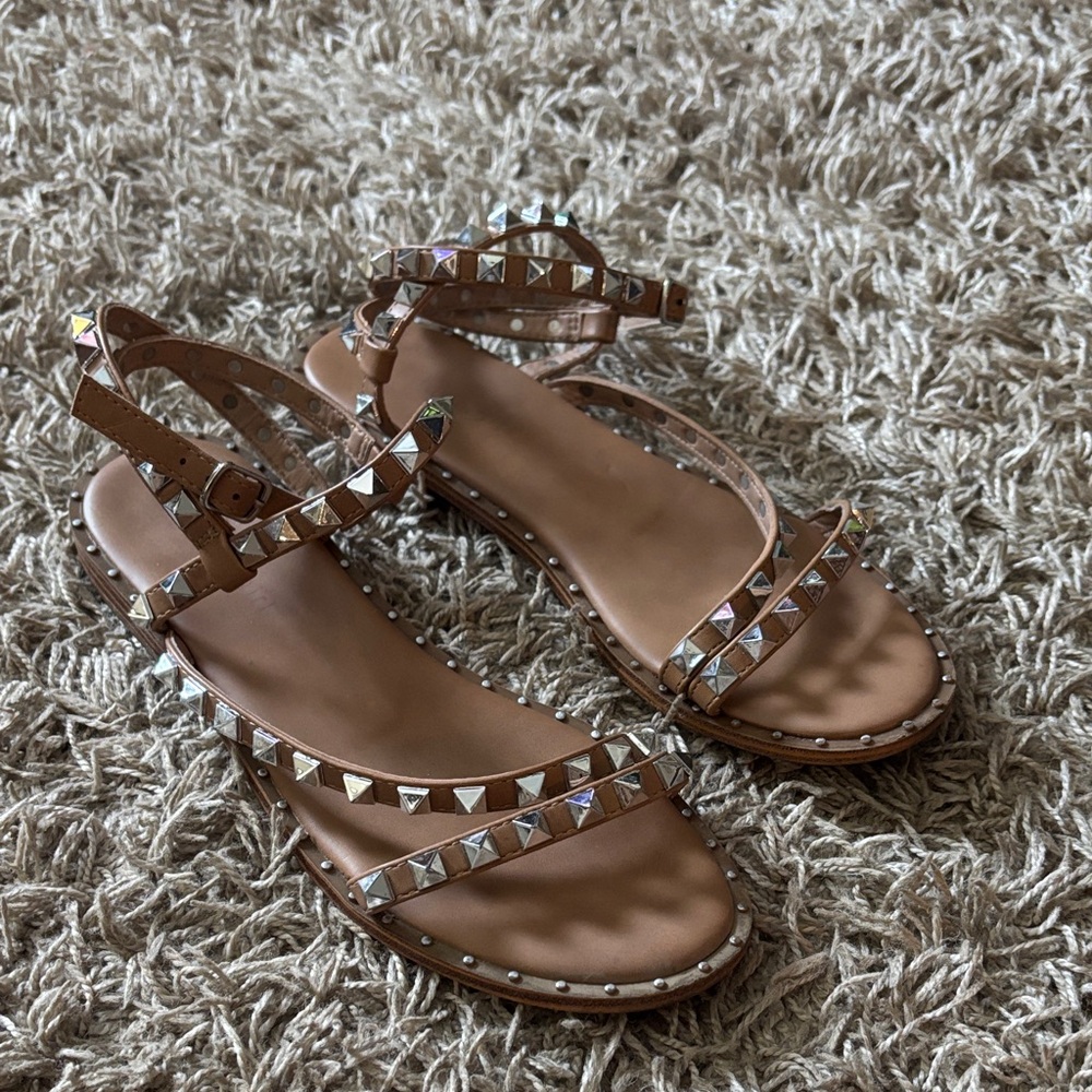 Elegant Studded Tan Sandals